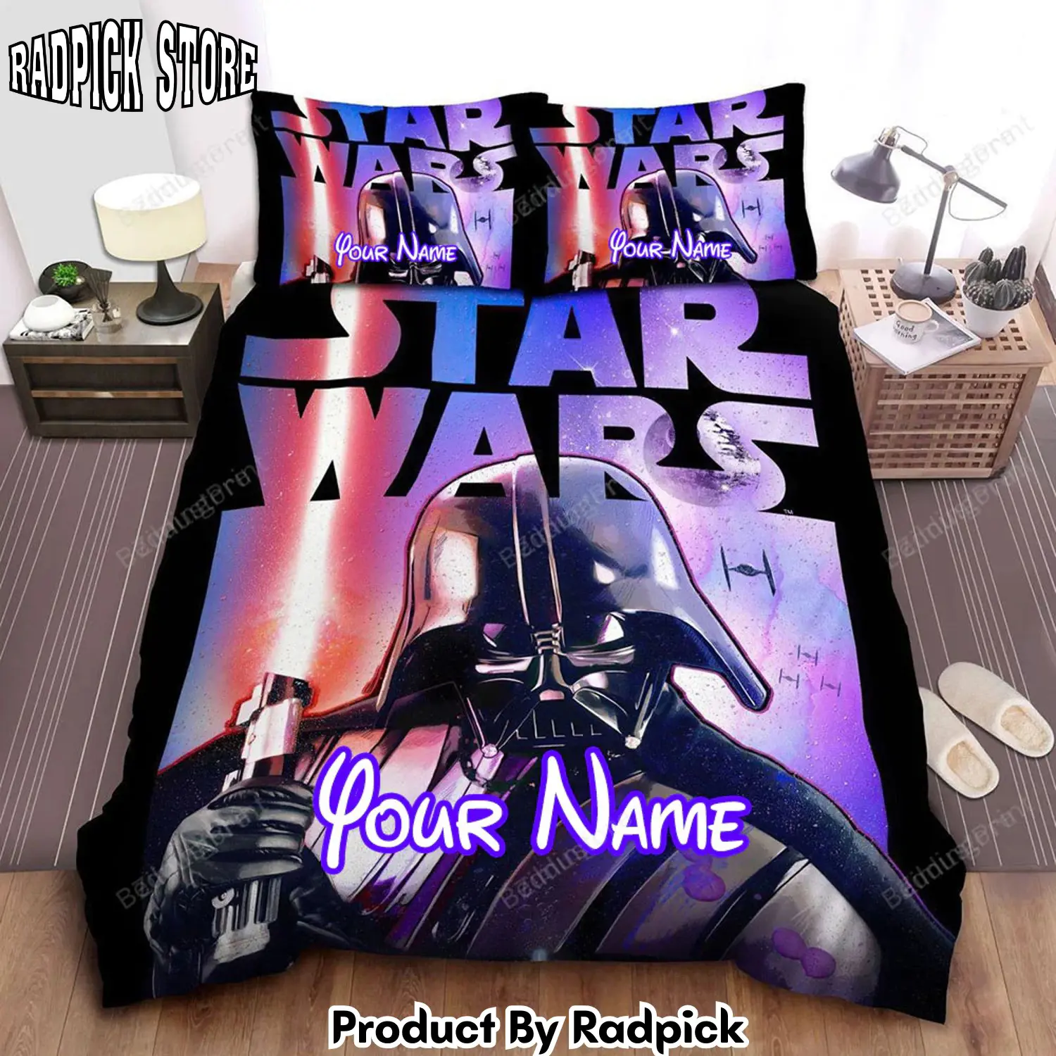 Radpick star wars darth vader with his lightsaber in poster bed sheets spread comforter duvet cover personalized name bedding sets rp3272007
